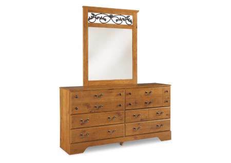 PINE LOOK DRESSER AND MIRROR