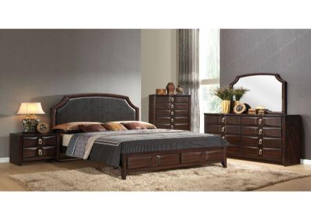 ACME LANCASTER ESPRESSO QUEEN BED, DRESSER, MIRROR, CHEST, AND NIGHTSTAND