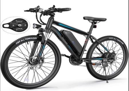 Wooken Electric Bike, Electric Bike for Adults 27.5'' E-Bikes with 500W Motor, 21.6MPH Mountain Bike with Lockable Suspension Fork, Removable Battery, Professional 21 Speed Gears Bicycle