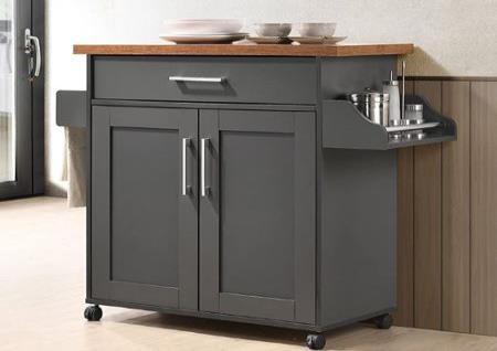 GRAY KITCHEN ISLAND WITH WHEELS