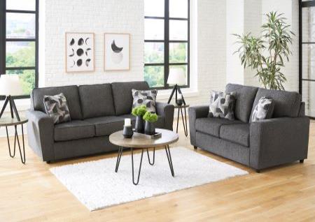 SLATE SOFA AND LOVESEAT WITH PILLOWS