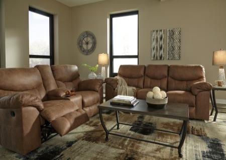 BOMBER STYLE RECLINING SOFA AND RECLINING LOVESEAT