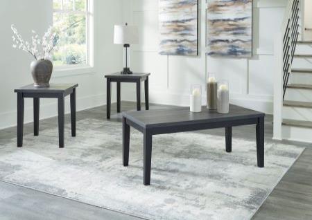 BLACK AND DARK GRAY END TABLE SET