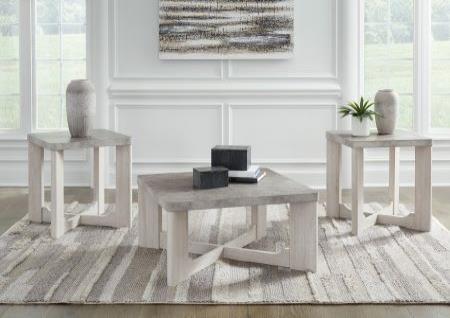 LIGHT OAK WITH FAUX GRANITE TOP END TABLE SET