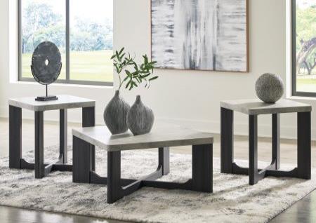 LIGHT CHARCOAL GRAY THREE PIECE TABLE SET