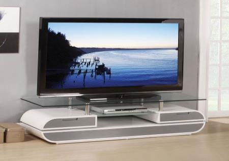 ACME LAINEY WHITE WITH GLASS MODERN TV STAND - 63" WIDE